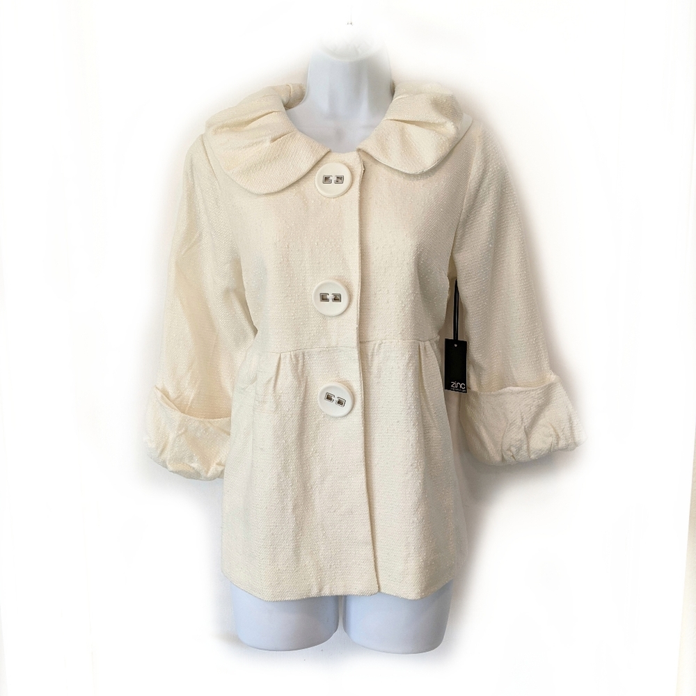 Zinc, Cream, Oversized Collar, Baby Doll Jacket
